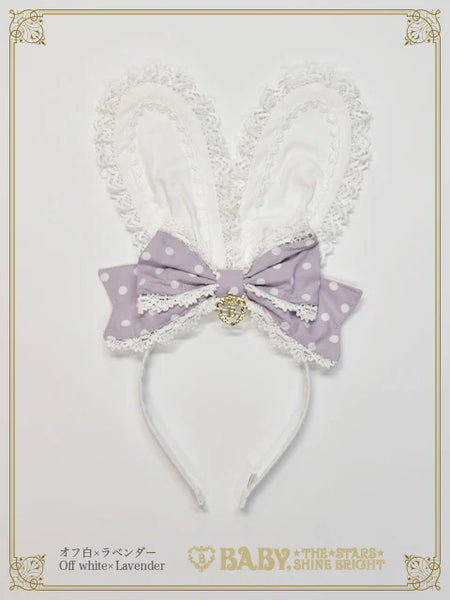B49HA971 Milky Dot♡Bunny Ear Headband