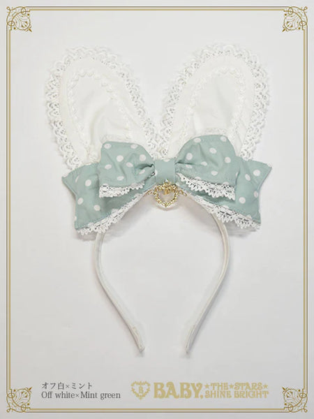 B49HA971 Milky Dot♡Bunny Ear Headband