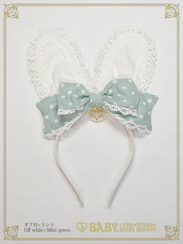 B49HA971 Milky Dot♡Bunny Ear Headband