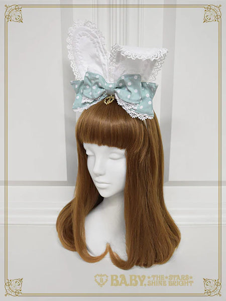 B49HA971 Milky Dot♡Bunny Ear Headband