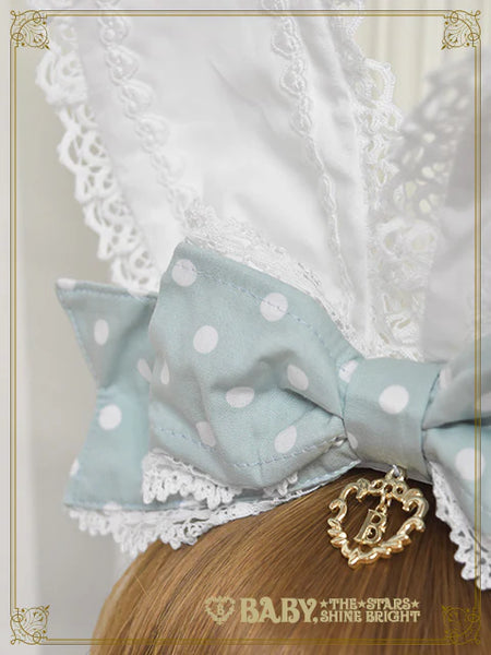 B49HA971 Milky Dot♡Bunny Ear Headband