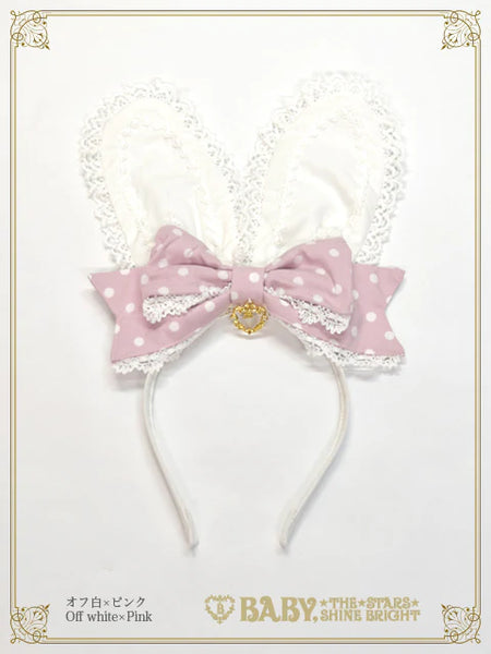 B49HA971 Milky Dot♡Bunny Ear Headband