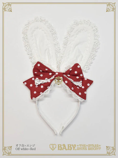 B49HA971 Milky Dot♡Bunny Ear Headband
