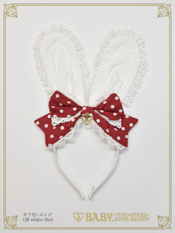 B49HA971 Milky Dot♡Bunny Ear Headband