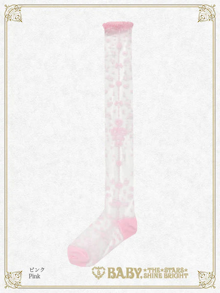 【BUILD-TO-ORDER RESERVATION】 B49HC817 Mariée de Kumya ♥～ Magic of Heart ＆ Ribbon See-Through Over Knee Socks