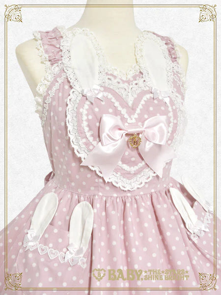 B49JS216 Milky Dot♡Rabbit Jumperskirt