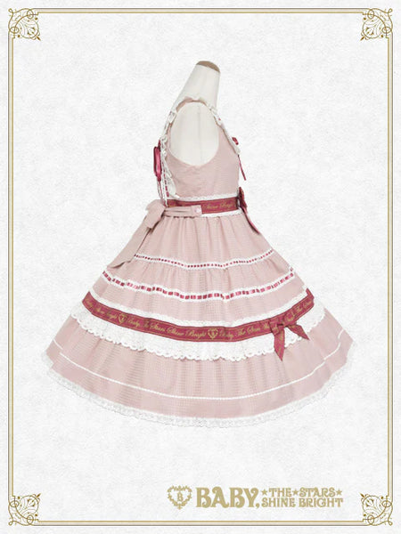 B49JS217 Waffle♡Cotton Tiered Jumperskirt