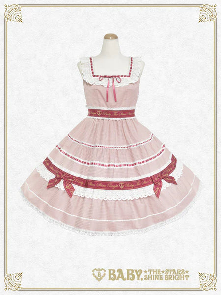 B49JS217 Waffle♡Cotton Tiered Jumperskirt