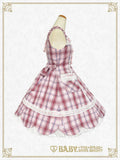 B49JS228 Tartan Check Scallop Jumperskirt & Lace Ribbon Comb Set