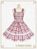 B49JS228 Tartan Check Scallop Jumperskirt & Lace Ribbon Comb Set