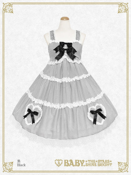 B49JS239 Fluffy Gingham Heart Jumperskirt