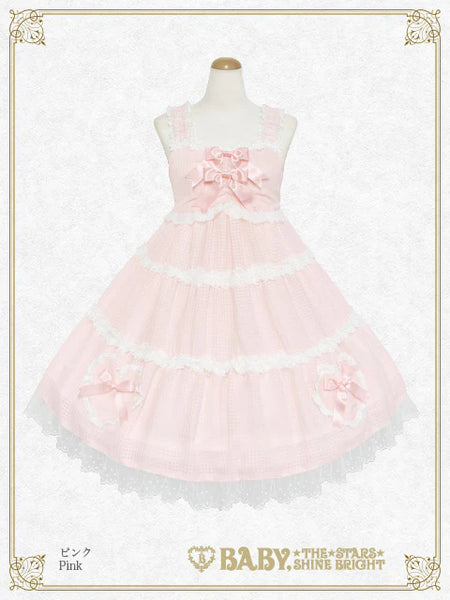 B49JS239 Fluffy Gingham Heart Jumperskirt