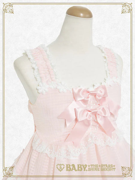 B49JS239 Fluffy Gingham Heart Jumperskirt