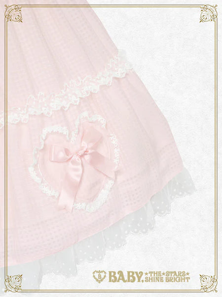 B49JS239 Fluffy Gingham Heart Jumperskirt