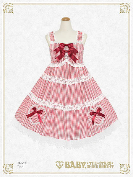 B49JS239 Fluffy Gingham Heart Jumperskirt