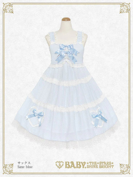 B49JS239 Fluffy Gingham Heart Jumperskirt