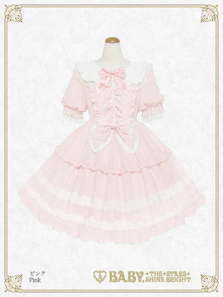 B49OP316 Fluffy Gingham Heart Onepiece Dress