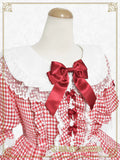 B49OP316 Fluffy Gingham Heart Onepiece Dress
