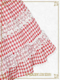 B49OP316 Fluffy Gingham Heart Onepiece Dress