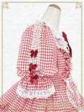 B49OP316 Fluffy Gingham Heart Onepiece Dress