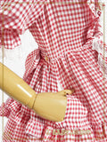 B49OP316 Fluffy Gingham Heart Onepiece Dress