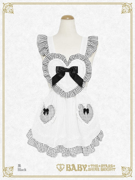 B49OT046 Fluffy Gingham Heart Apron