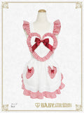 B49OT046 Fluffy Gingham Heart Apron