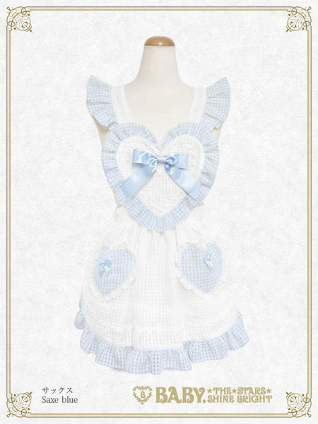 B49OT046 Fluffy Gingham Heart Apron