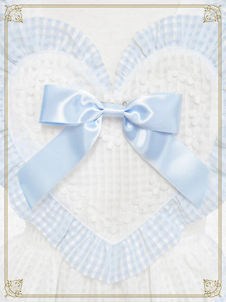 B49OT046 Fluffy Gingham Heart Apron