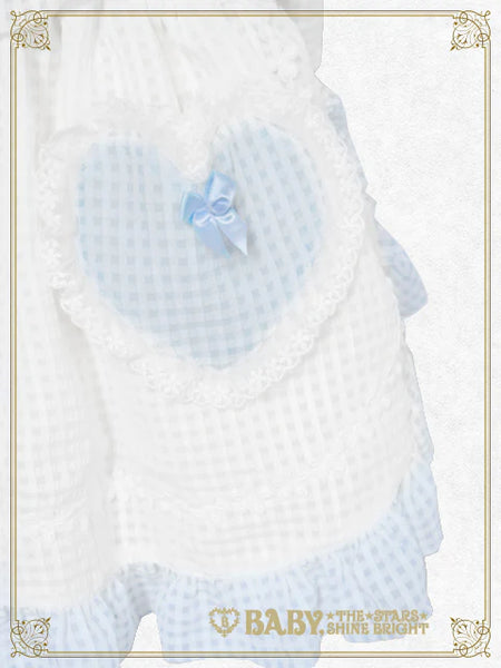 B49OT046 Fluffy Gingham Heart Apron