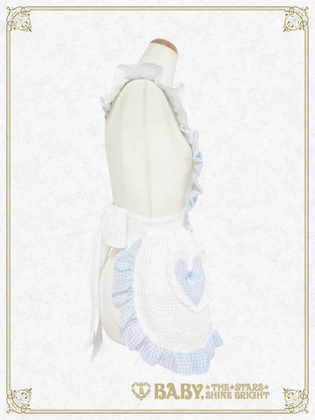 B49OT046 Fluffy Gingham Heart Apron