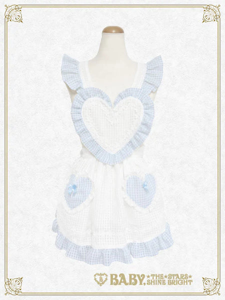 B49OT046 Fluffy Gingham Heart Apron