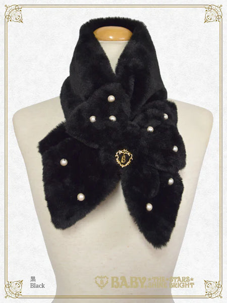 B49OT070 Ribbon and Pearl Fur Muffler
