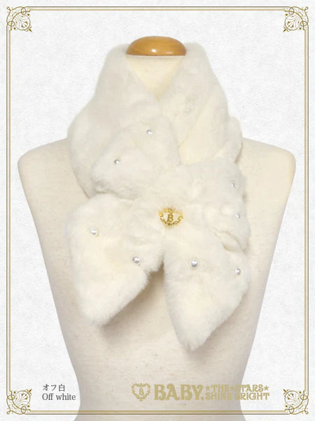 B49OT070 Ribbon and Pearl Fur Muffler