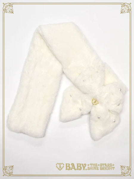 B49OT070 Ribbon and Pearl Fur Muffler