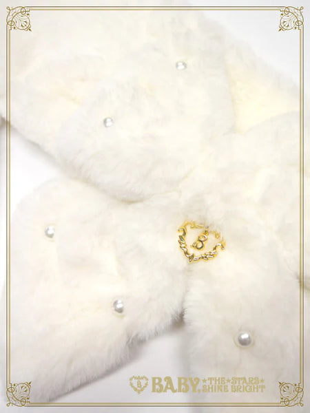 B49OT070 Ribbon and Pearl Fur Muffler