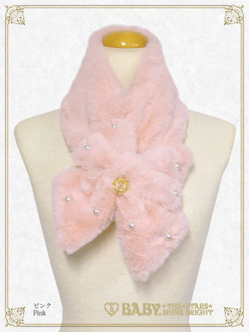 B49OT070 Ribbon and Pearl Fur Muffler