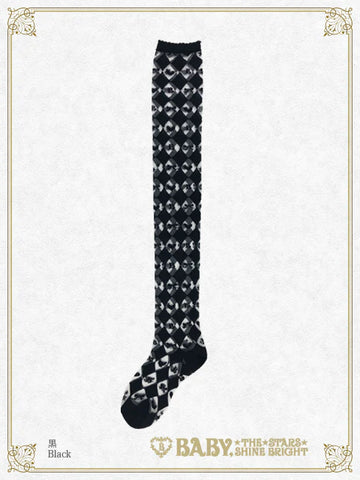 B49SC809 BABY Diamond Pattern See-through Over-the-Knee Socks