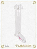 B49SC820 Ribbon Loop Lace Overknee Socks