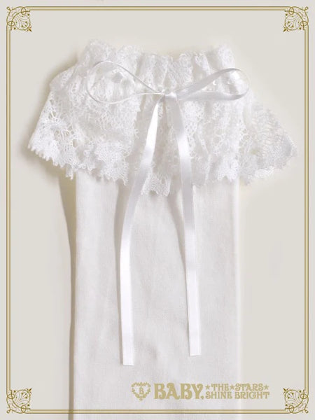 B49SC820 Ribbon Loop Lace Overknee Socks