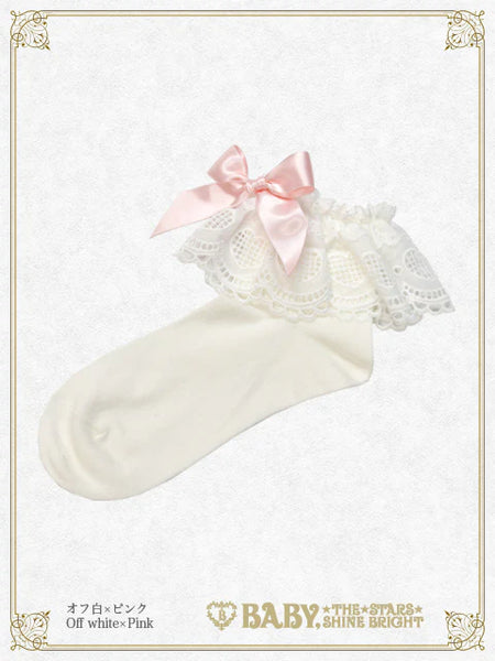 B49SC822 Heart Lace Ankle Socks