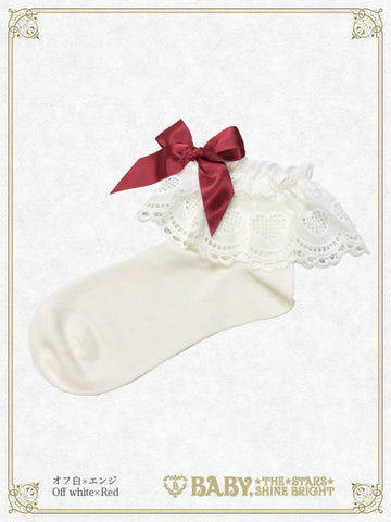 B49SC822 Heart Lace Ankle Socks