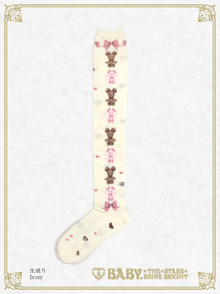 B49SC825 Kumya's Sweet Heart Check Pattern Over-the-Knee Socks