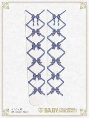 B49SC843 Ribbon Printed Over Knee Socks