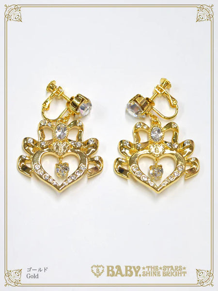 B50AC056 Etoile Princesse♡Cœur Clip-on Earrings