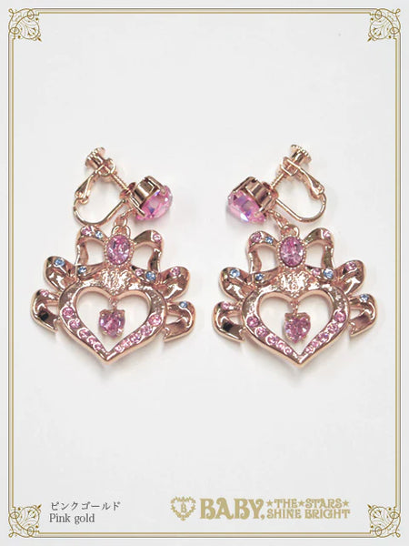 B50AC056 Etoile Princesse♡Cœur Clip-on Earrings
