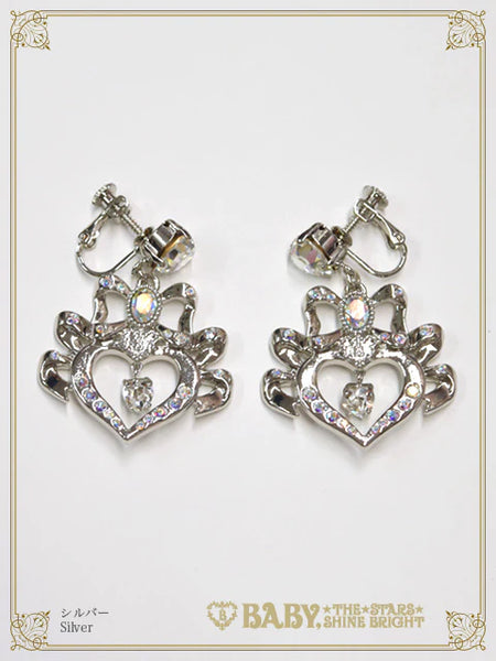 B50AC056 Etoile Princesse♡Cœur Clip-on Earrings
