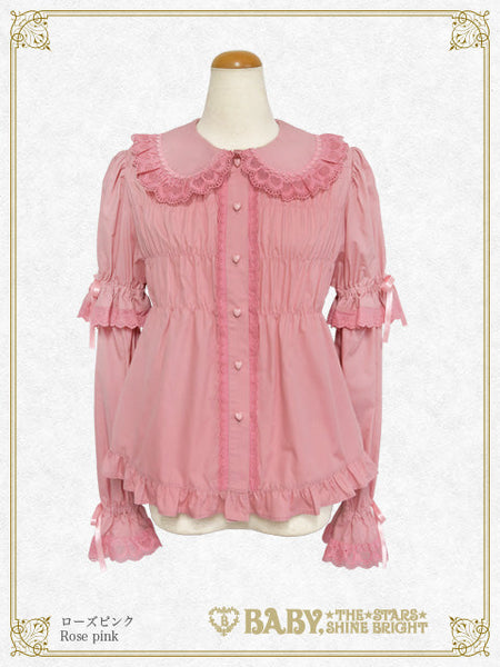 B50BL407 Detachable Sleeves Babydoll Blouse