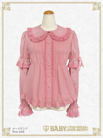 B50BL407 Detachable Sleeves Babydoll Blouse