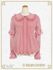 B50BL407 Detachable Sleeves Babydoll Blouse